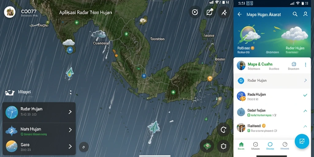 Tampilan antarmuka aplikasi Radar Hujan COO77 yang informatif.