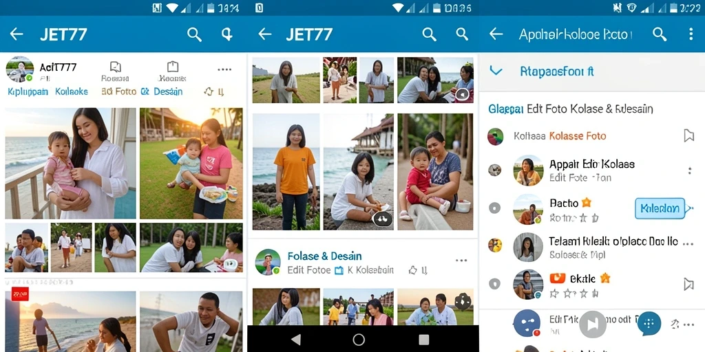 Antarmuka JET77 menampilkan fungsi Kolase Foto yang mudah dan menarik.