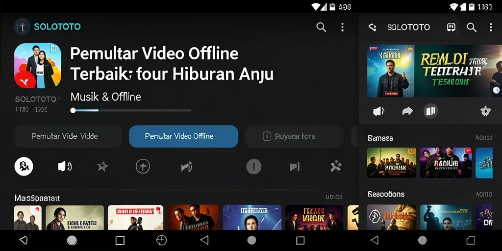 Tampilan antarmuka utama SOLOTOTO menampilkan fungsi pemutar video offline.